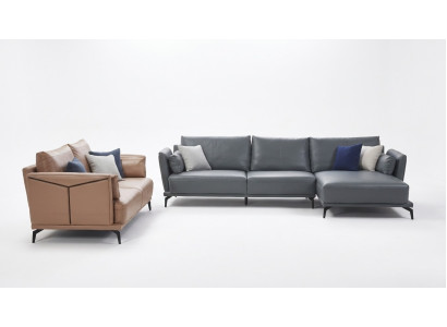 Designer Sofa Couch Garnitur Ecksofa mit Hocker Polster Wohnlandschaft
