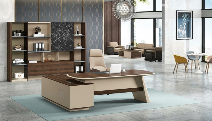 Büroeinrichtung Schreibtisch Tische Chef Tisch + Aktenschrank Regal 2tlg.