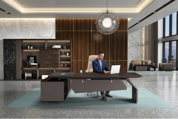 Büroeinrichtung 2tlg. Set Schreibtisch Tische Chef Tisch  Aktenschrank