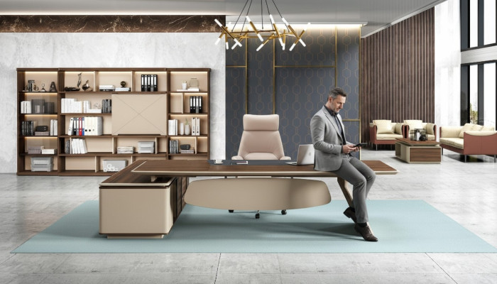 Büroeinrichtung 2tlg. Set Chef Tisch Aktenschrank Schreibtisch Tische Regal