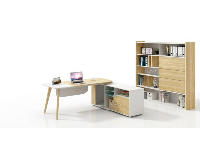 Tisch & Aktenschrank Büroeinrichtung 2tlg. Chef Regal Set Schreibtisch