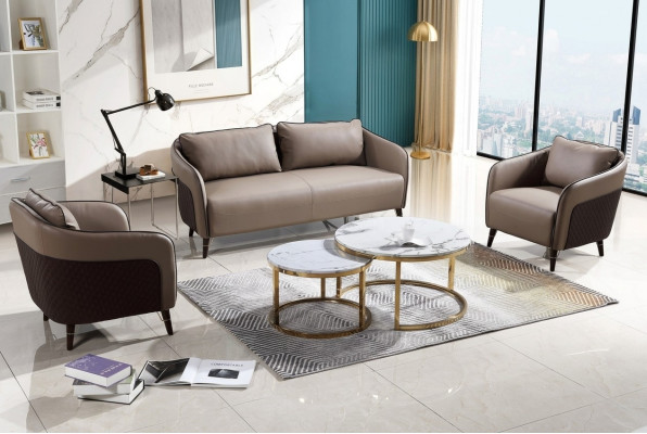Sofagarnitur Büro Couch Polster Sofa Set 3+1+1 Leder Couchen Sofas Komplett Neu
