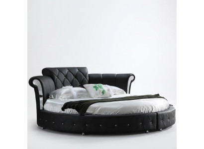 Luxus Chesterfield Bett Design Runde Polster Klassische Rundbett Leder Samt