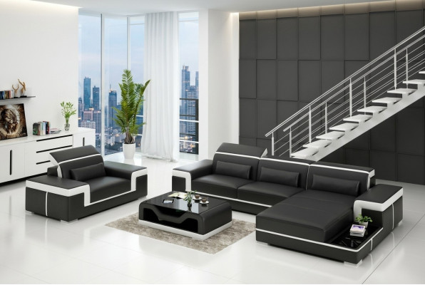 Ecksofa Set Couch Polster Eck Garnitur Sessel Wohnlandschaft L Form