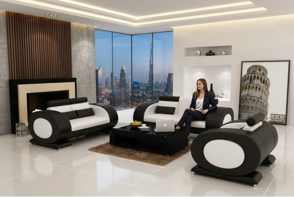 Sofagarnitur Ledersofa Sofa Couchen Set Sofa Polster Couch 3tlg Sessel Sitzer