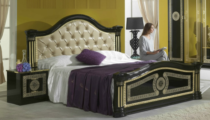 Schlafzimmer 3 tlg. Set Bett 2x Nachttisch Konsole Betten Chesterfield Polster