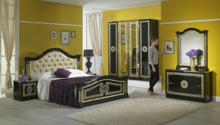 Schlafzimmer Set Stil Modern Bett Nachttisch Kommode Bett Möbel 6tlg. Gruppe neu