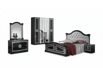 Schwarzes Schlafzimmer Komplett Set Kommode Stil Bett Garnitur 6tlg. Barock Neu