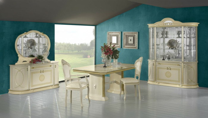 Esszimmer Set Vitrine Esstisch Garnitur Tisch Gruppe 4tlg. Set Komplett Barock