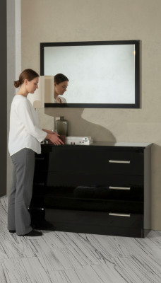 Buffet Anrichte Kommode Spiegel Echte Handarbeit Holz Regal 2tlg Regale Kommoden