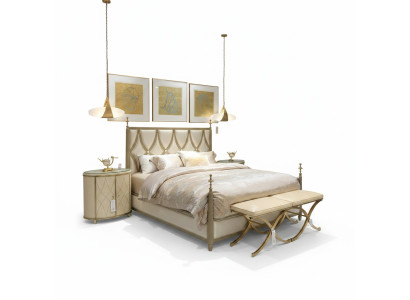 Klassisches Bett Barock Rokoko Hotel Betten Polsterbett Doppelbett Leder
