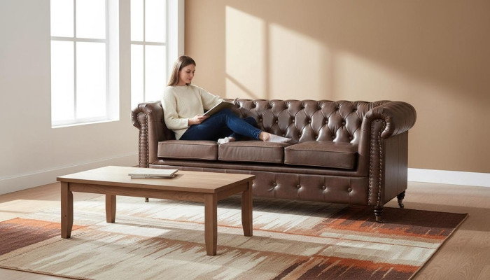 Chesterfield Sofagarnitur Sofa Couch Polster 3 2 Sitzer Leder Sofas Stoff Neu