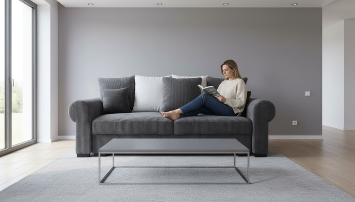 Schlafsofa big xxl Lümmel Wohnzimmer Couch 256cm Bettfunktion Sofa