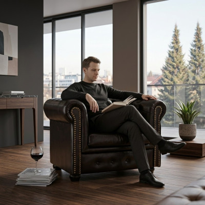 Chesterfield Sessel Fernseh Couch 1 Sitzer Sofa Leder Stoff Couchen Polster