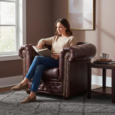 Chesterfield Sessel Fernseh Couch 1 Sitzer Sofa Stoff Textil Couchen Polster