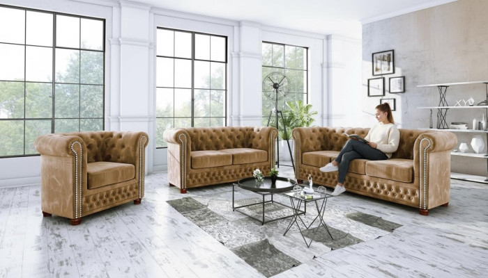 Chestgerfield Sofagarnitur Couch Polster Sitz Set 321 Sitzer Garnituren Couchen