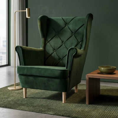 Chesterfield Sessel Fernseh Couch 1 Sitzer Sofa Stoff Textil Ohrensessel
