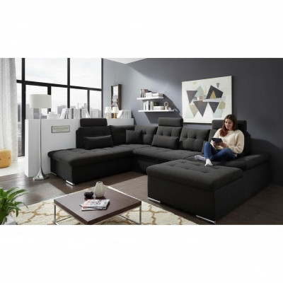 Ecksofa U-Form Sofa Design Polster Modern Textil Bettkasten Bettfunktion