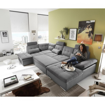 Design Ecksofa Stoff L-Form Bettfunktion Couch Polster Eck Modern