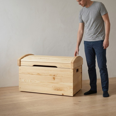 Deko Box Vollholz Möbel Holz Möbel Handarbeit Schatule Truhe Echtholz 68x44cm