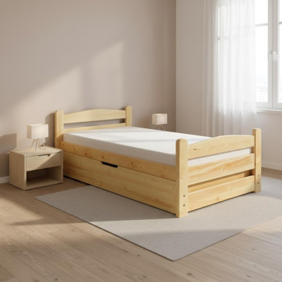 Schlafzimmer Holzbett Echtes Holz Bett Betten Hotel 90x200 Stil Massive Möbel