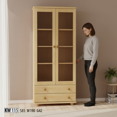 Vitrine Wohnzimmer Anrichte Massive Holz Vitrinen Glas Schrank Echtholz
