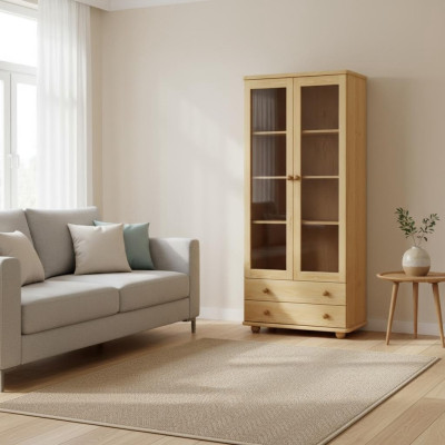 Vitrine Wohnzimmer Anrichte Massive Holz Vitrinen Glas Schrank Echtholz