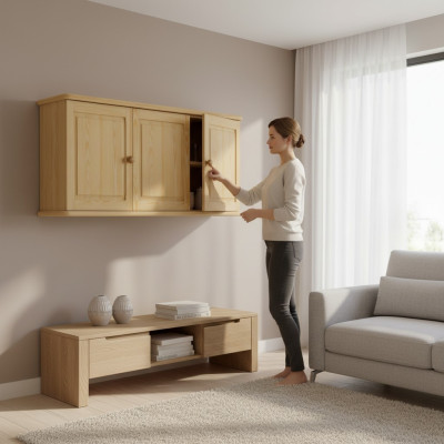 Wandschrank Hängeschrank Ablageschrank Küche Bad Vollholz Möbel Echtholz Regal
