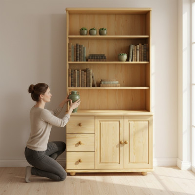 Bücherregal Bücherwand Holzregal Regal Schrank Wandschrank Holz Möbel Handarbeit