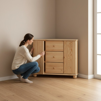 Kommode Eckkommode Ecke Eck Kommoden Kommodenschrank Echtholz Holz Handarbeit