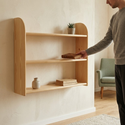 Wandregal Regal Bücherschrank Bücherregal Wohnzimmer Wand Regal Echtes Holz