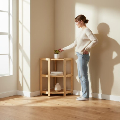 Eckregal Bücherregal Wohnzimmer Wand Regal Echtes Holz Regale Eckregale Büro 