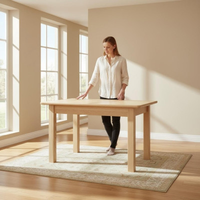 Esstisch Holz Tische Wohn Ess Zimmer Tisch 120/170x80cm Massivholz Esstische