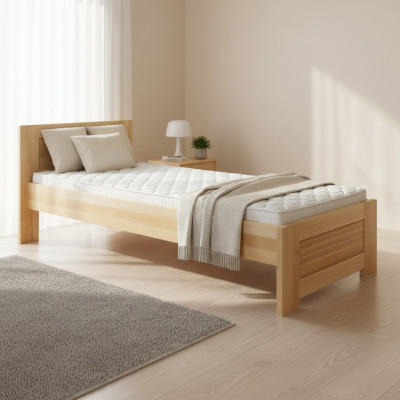Holzbett Echtes Holz Bett Schlafzimmer Hotel 100x200 Stil Massive Möbel Betten