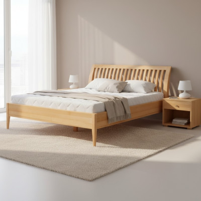 Bett Holz Massive Schlafzimmer Betten 100x200 cm Einzelbett Massivmöbel Möbel