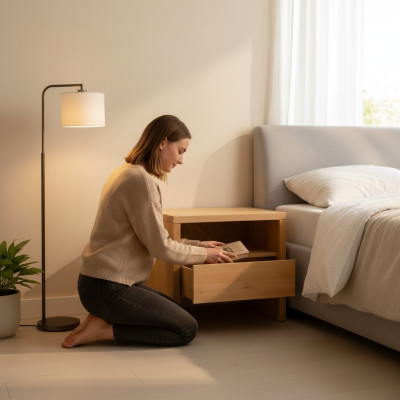 Nachttisch Nachttisch Nachttisch Kommode 1 Schublade echtes handgefertigtes Holz