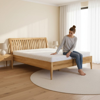 Holzbett Bett Doppelbett Echtholz Schlafzimmer Hotel Betten 180x200cm Eiche Neu