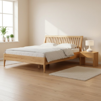 Holzbett Bett Doppelbett Echtholz Schlafzimmer Hotel Betten 180x200cm Eiche Neu