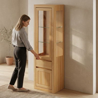 Handarbeit Holz Möbel Vitrine Vitrinenschrank Vitrinen Schrank Glasschrank Neu