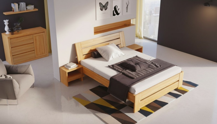 Holzbett Echtes Holz Betten Schlafzimmer Hotel 180x200 Stil Massive Möbel