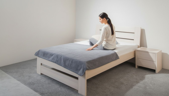 Bett Schlafzimmer Komplett Set Betten mit 2 Nachttische 100x200cm Loft Massiv