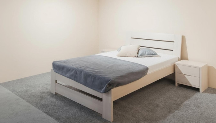 Bett Schlafzimmer Komplett Set Betten mit 2 Nachttische 100x200cm Loft Massiv