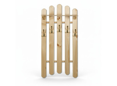 Handgefertigte Wandgarderobe aus massivem Kiefernholz Kleiderschrank mit 5 Haken