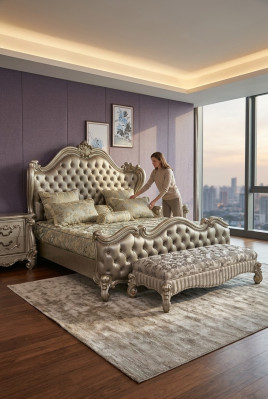 Bett Design Doppelbett Betten Luxus Klassiker Barock Rokoko Chestgerfield