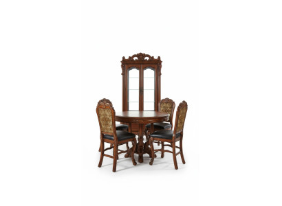 Runder Esszimmer + 4 Stühle Stuhl Set Deko Garnitur Rund Tisch Holz Tische