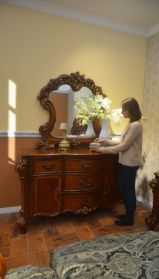 Buffet Anrichte Kommode Spiegel Echte Handarbeit Holz Barock Rokoko