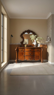 Buffet Anrichte Kommode Spiegel Echte Handarbeit Holz Barock Rokoko