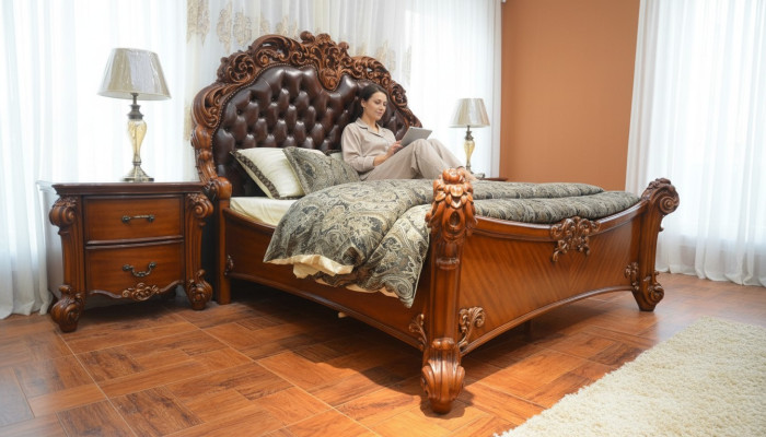 Bett Polster Design Luxus Doppel Hotel Betten Schlaf Zimmer Deko Leder
