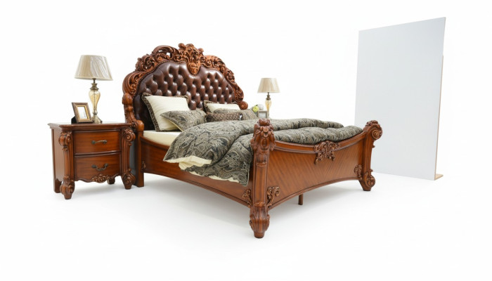 Bett Polster Design Luxus Doppel Hotel Betten Schlaf Zimmer Deko Leder
