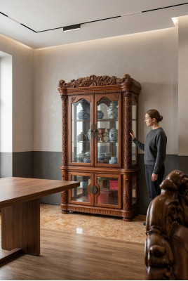 Edle Vitrine Antik Stil Barock Rokoko Schrank Schaufenster Deko Wohnzimmer